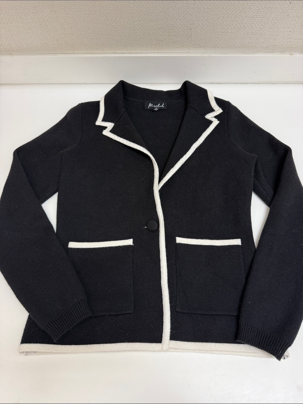 MARLED Black Cardigan with White Trim
